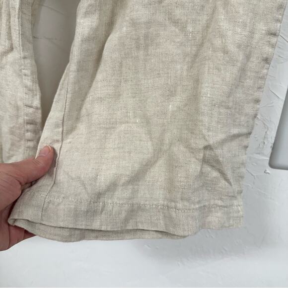 JM Collection Linen Cream Wide Leg Drawstring Waist Pull On Pants Womens 12P - Picture 3 of 11